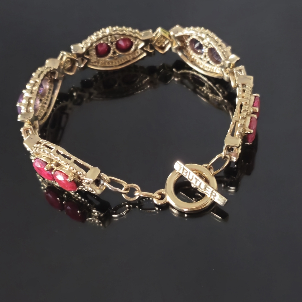 Nicky Butler Designer Ruby & Amethyst Bracelet Bronze Collection Nb Toggle
